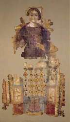 Lijkwade die een vrouw met een ankh afbeeldt, uit Antinoë